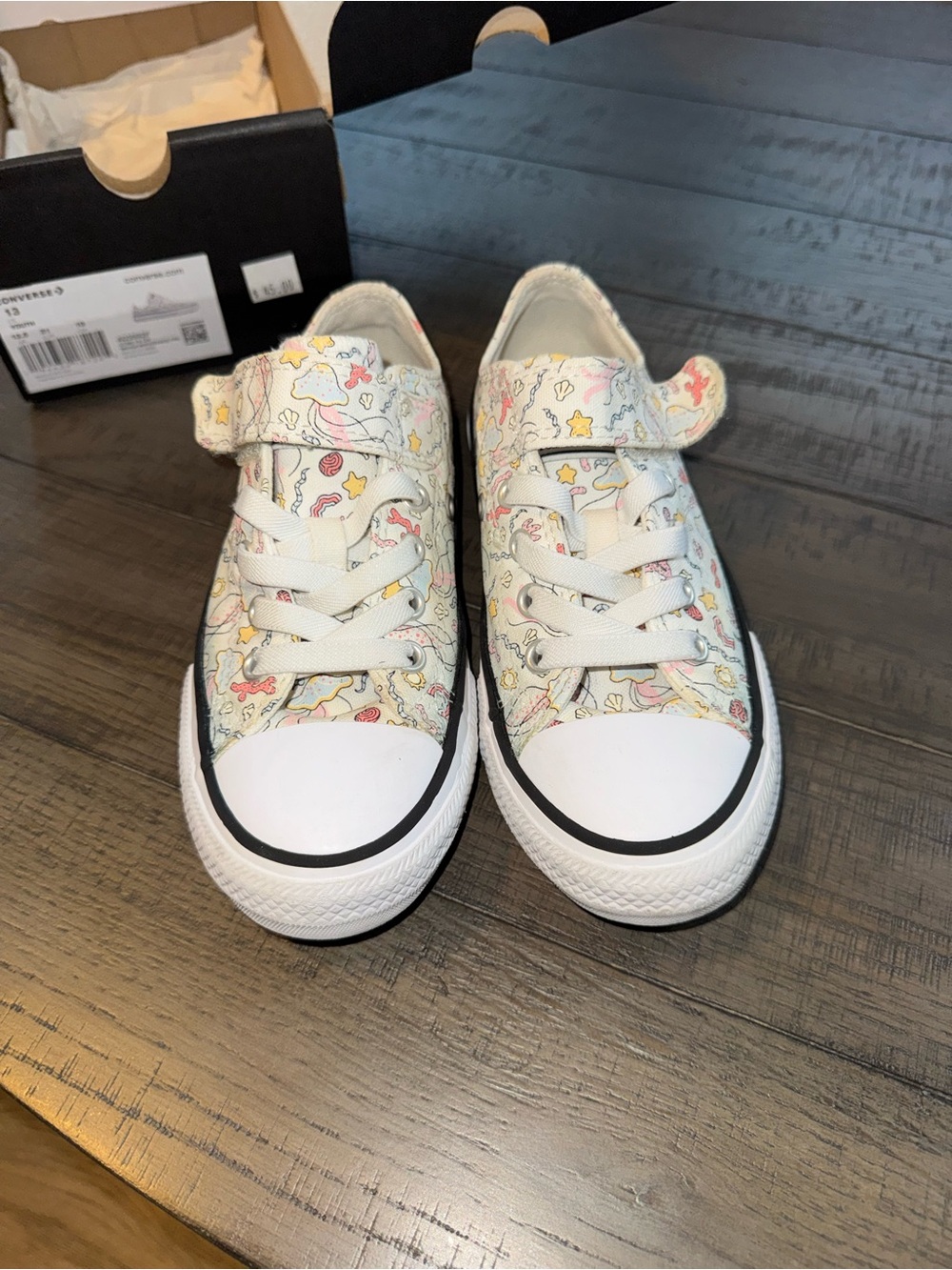 Converse Kids White Canvas Sneakers with Pastel Multicolor Print